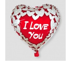M7 'I LOVE YOU' WHITE HEART METALLIC BALLOON