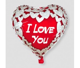 M7 'I LOVE YOU' WHITE HEART METALLIC BALLOON