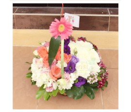 BK16 MIXED ROSES FLOWER BASKET