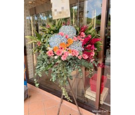 BK24 GRAND OPENING FLOWER BASKET WITH HYDRANGEAS