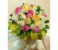 B18 MULTI COLOUR ROSES BRIDAL BOUQUET