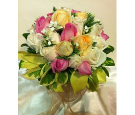 B18 MULTI COLOUR ROSES BRIDAL BOUQUET