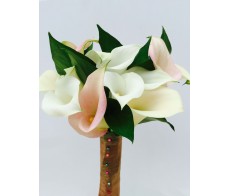 B19 WHITE & LIGHT PINK CALLA LILIES BRIDAL BOUQUET