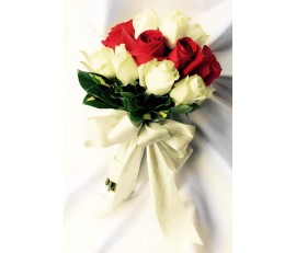 B21 WHITE & RED ROSES BRIDAL BOUQUET