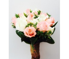 B23 PINK & WHITE ROSES BRIDAL BOUQUET