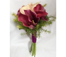 B32 RED AND PINK SHADE CALLA LILIES BRIDAL BOUQUET