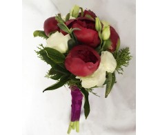 B33 RED AND WHITE PEONIES BRIDAL BOUQUET