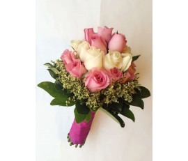 B36 WHITE & LIGHT PINK ROSES BRIDAL BOUQUET