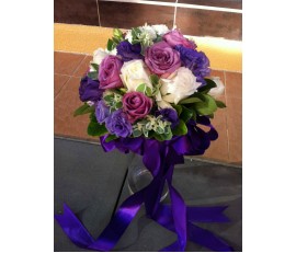B3 MIXED PURPLE FLOWERS BRIDAL BOUQUET