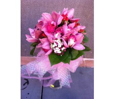 B6 PINK CYMBIDIUM ORCHIDS BRIDAL BOUQUET