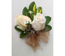 CO3 Double white roses corsage/ hand flower 
