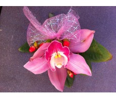CO15 PINK CYMBIDIUM ORCHID CORSAGE 