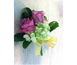 CO19  DOUBLE PINK ROSES CORSAGE
