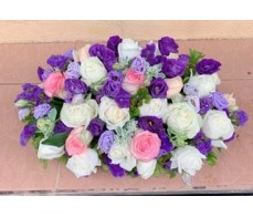 T73 18 PCS PURPLE & PINK ROSES WITH PURPLE MIXING FLOWER LONG TABLE FLOWER  