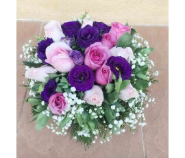 T35 12 PCS PINK ROSES ROUND TABLE FLOWERS