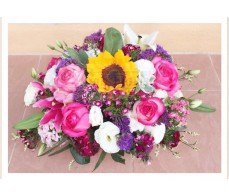 T62 SUNFLOWER WITH PINK ROSES TABLE FLOWER