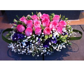 T38 18 PCS DEEP PINK ROSES LONG TABLE FLOWER