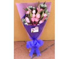 V2.1~ 11 PCS PINK ROSES BOUQUET
