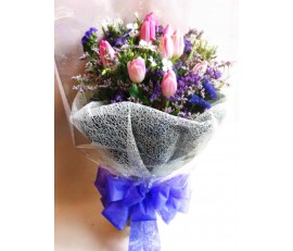 V6.2~ 10 PCS PINK TULIPS BOUQUET